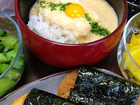 大和芋の磯辺焼き＆とろろ飯です☆焼いてもかけても♪